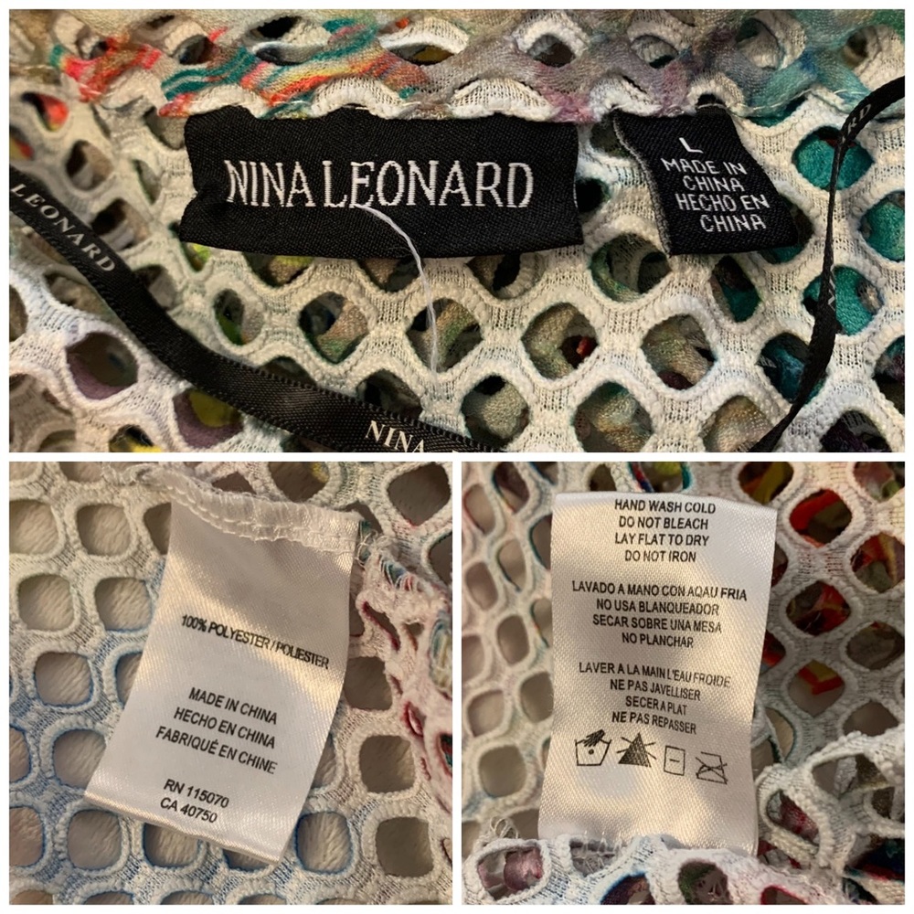 Nina Leonard rainbow floral coconut button sweater - Picture 5 of 6